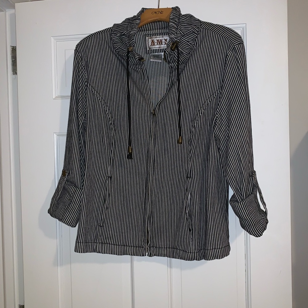 AMX Women’s Black and White Striped Jacket